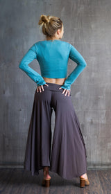 Burgundy Wide Leg Gaucho Pants – Fold Over Waist Boho Culottes