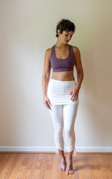 Cinched Ruched Yoga Leggings With Lace Up Side Ties and Mini Skirt