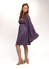 Bell Sleeve Goddess Dress V-Neck Above the Knee