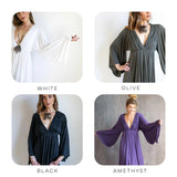 Bell Sleeve Goddess Boho Dress in Amethyst