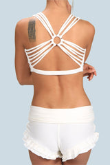 Criss Cross Back Yoga Bra: Amethyst Lavender Crop Top