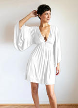 Slate Blue Bell Sleeve Dress: Boho Goddess Party Fairy Festival