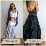Blooming Lotus Multi Layer Adjustable Length Skirt with Ties  In Black