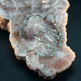 African Turquoise Antique Carved Stone Buddha Mala Beads Necklace