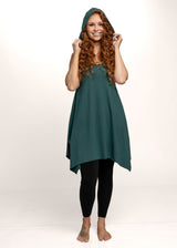 Pixie Sleeveless Hoodie Fairy Dress in Jasper Green