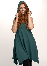 Pixie Sleeveless Hoodie Fairy Dress in Jasper Green