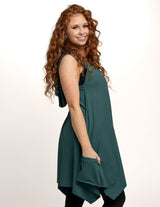 Pixie Sleeveless Hoodie Fairy Dress in Jasper Green