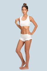Strappy Criss Cross Back with Ring White Cotton Yoga Sports Bra Tank Top
