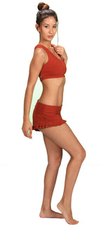 Shanti Criss Cross Back Yoga Sports Bra Top in Rust