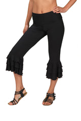 Ruffle Bloomer Yoga Flared Pants in Cream