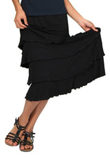 Lydia Long Ruffle Maxi Skirt In Black