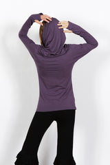 Star Cowl Neck Hoodie Shirt with Thumbholes in Amethyst