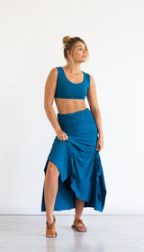 Criss Cross Back Yoga Bra Horizon Blue Crop Top