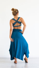 Criss Cross Back Yoga Bra Horizon Blue Crop Top