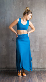 Criss Cross Back Yoga Bra Horizon Blue Crop Top