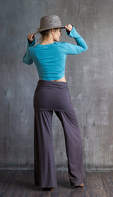 Wide-leg Palazzo, Yoga Pants with Boot Cut and Miniskirt in Mocha Brown