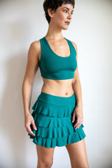 Darlene Ruffle Mini Skirt In Jasper Green