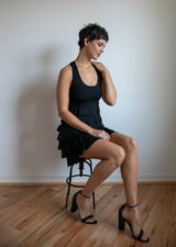 Roxanne Tiered Ruffle Tank Top in Black