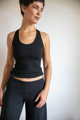 Paris Wide Leg Gaucho Pants, Flared Leg Culottes with Fold Over Waistband in Black