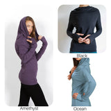 Cowl Neck Hoodie Shirt with Thumbholes in Ocean