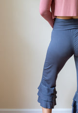 Ruffle Bloomer Yoga Flared Pants in Gray