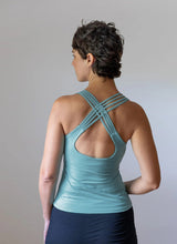 Faith Strappy Yoga Tank Top with Built in Bra in Sage Green