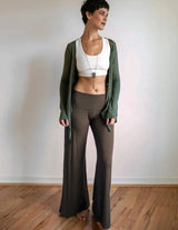 High Waist, Straight Leg, Fold Over Palazzo Pants in Gray