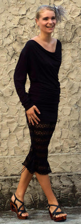 LBD Long Sleeve Backless Date Night Dress with Lace up Back Detail