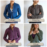 Ruched Zip Front Jacket – Plum Boho Yoga Lightweight Fall Jacket