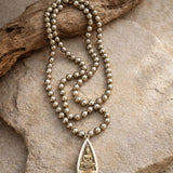 Pyrite Prayer Bead Golden Buddha Mala Neclace