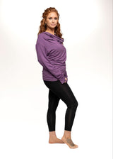 Purple Long Sleeve Cowl Neck Top with Thumbholes