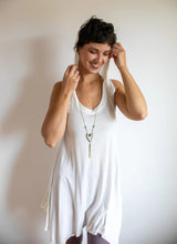 Pixie Sleeveless Hoodie Dress in White Bamboo Fabric
