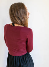 Yoga Wrap Ballet Jacket w/ Front Tie in Burgundy