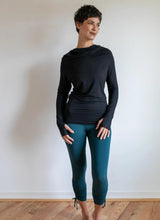 Star Cowl Neck Hoodie Shirt with Thumbholes in Black