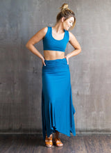 Shakti Ruched Waistband Long Maxi Skirt in Black