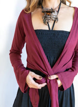 Yoga Wrap Ballet Jacket w/ Front Tie in Burgundy