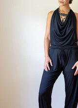 Evelina Backless Yoga Jumpsuit Onesie in Black