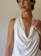 Cowl Neck Backless Halter Top in White