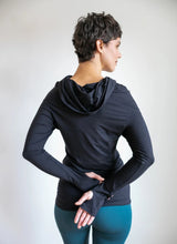 Star Cowl Neck Hoodie Shirt with Thumbholes in Black