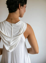 Pixie Sleeveless Hoodie Dress in White Bamboo Fabric