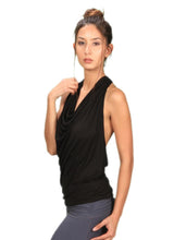 Cowl Neck Backless Halter Top in Black