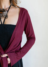 Yoga Wrap Ballet Jacket w/ Front Tie in Burgundy