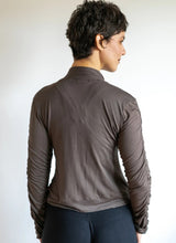 Mrs. Peacock Ruched Zip Front Jacket Mocha