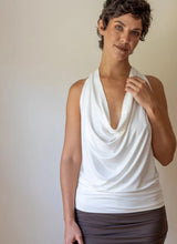 Cowl Neck Backless Halter Top in White