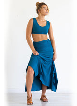 Shakti Ruched Waistband Long Maxi Skirt in Black