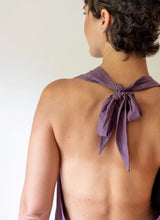 Cowl Neck Backless Halter Top in Amethyst