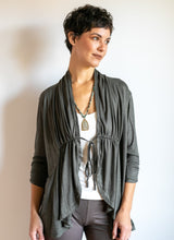 Tie in Front 3/4 Sleeve Jacket Olive