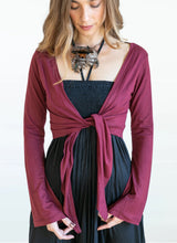 Yoga Wrap Ballet Jacket w/ Front Tie in Burgundy