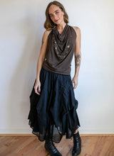 Cowl Neck Backless Halter Top in Mocha Brown