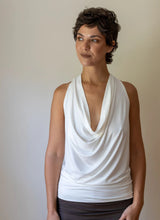 Cowl Neck Backless Halter Top in White
